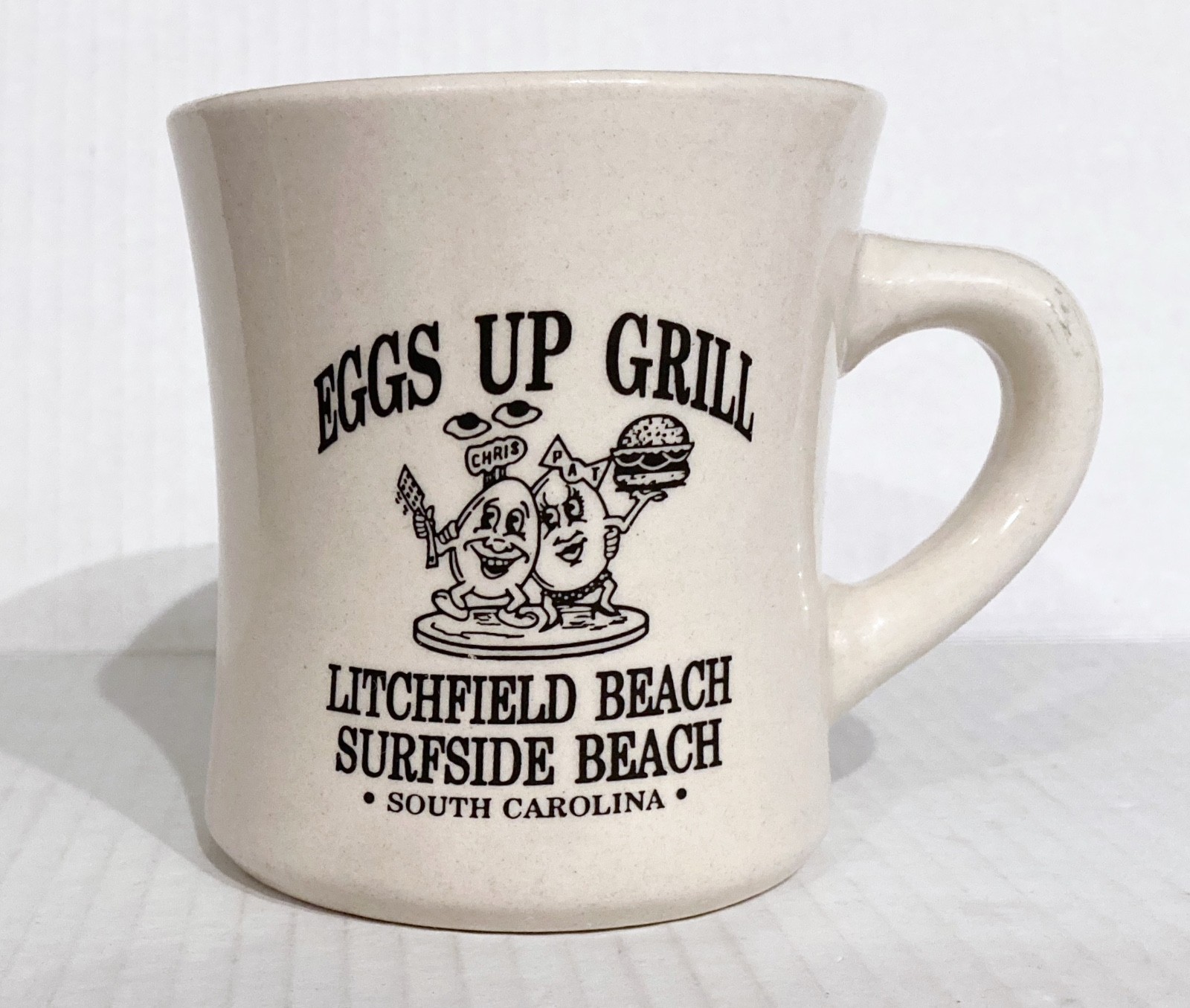 Eggs Up Grill Diner Mug Anthropomorphic Surfside Beach Litchfield South Carolina