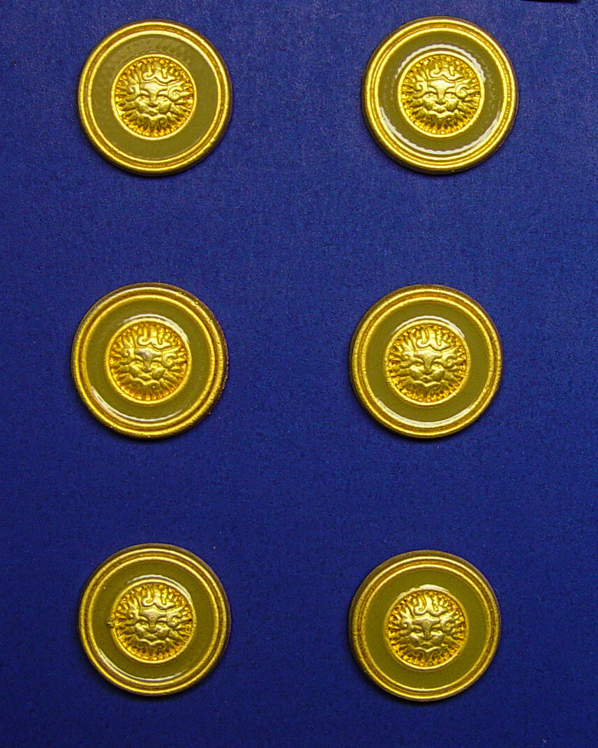 KASPER replacement buttons 6 Grayish Beige Enamel Gold Tone Metal Good Used Cond