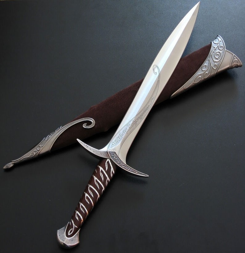 Custom Handmade Frodo Sting Sword with Amazing Wood Scabbard LOTR & Wood Stand
