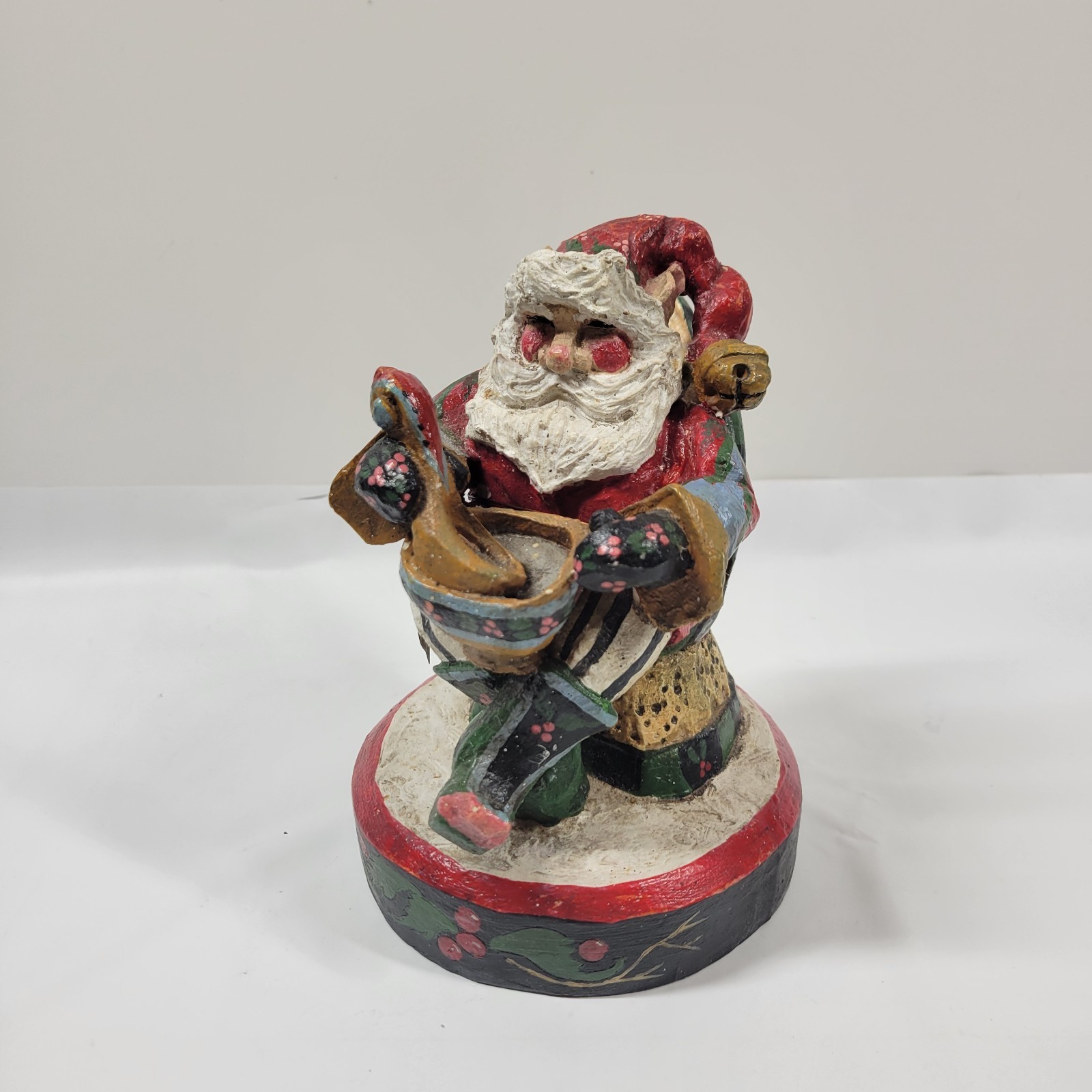 House Of Hatten 1992 Elf Santa Clause Figurine Folk Art *FLAW* Primitive