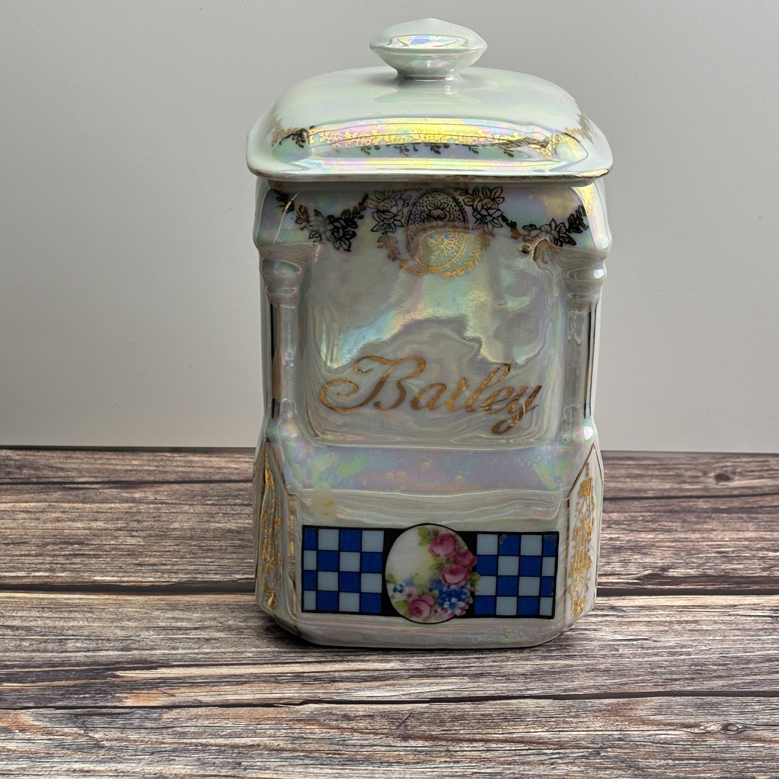 Victoria Czechoslovakia Porcelain Canister with Lid Lusterware – Barley