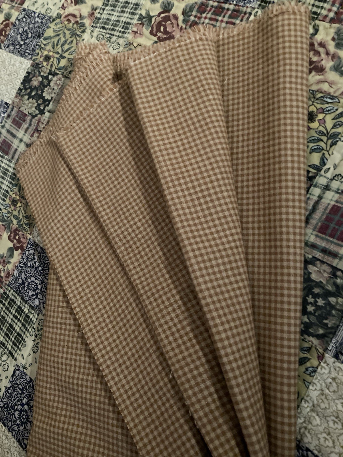 Primitive Homespun Fabric Brown Small Check Farmhouse Rustic 8 Yds x 30”