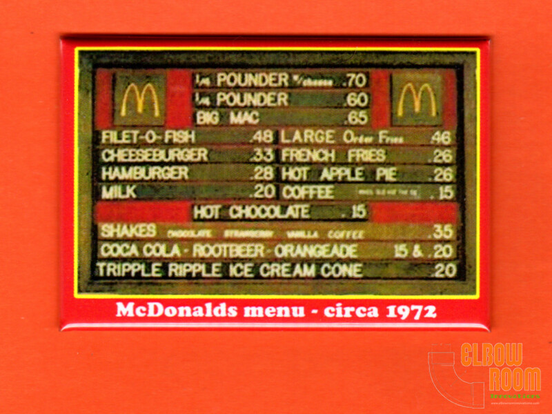 McDonalds vintage menu board circa 1972 2×3″ fridge/locker magnet