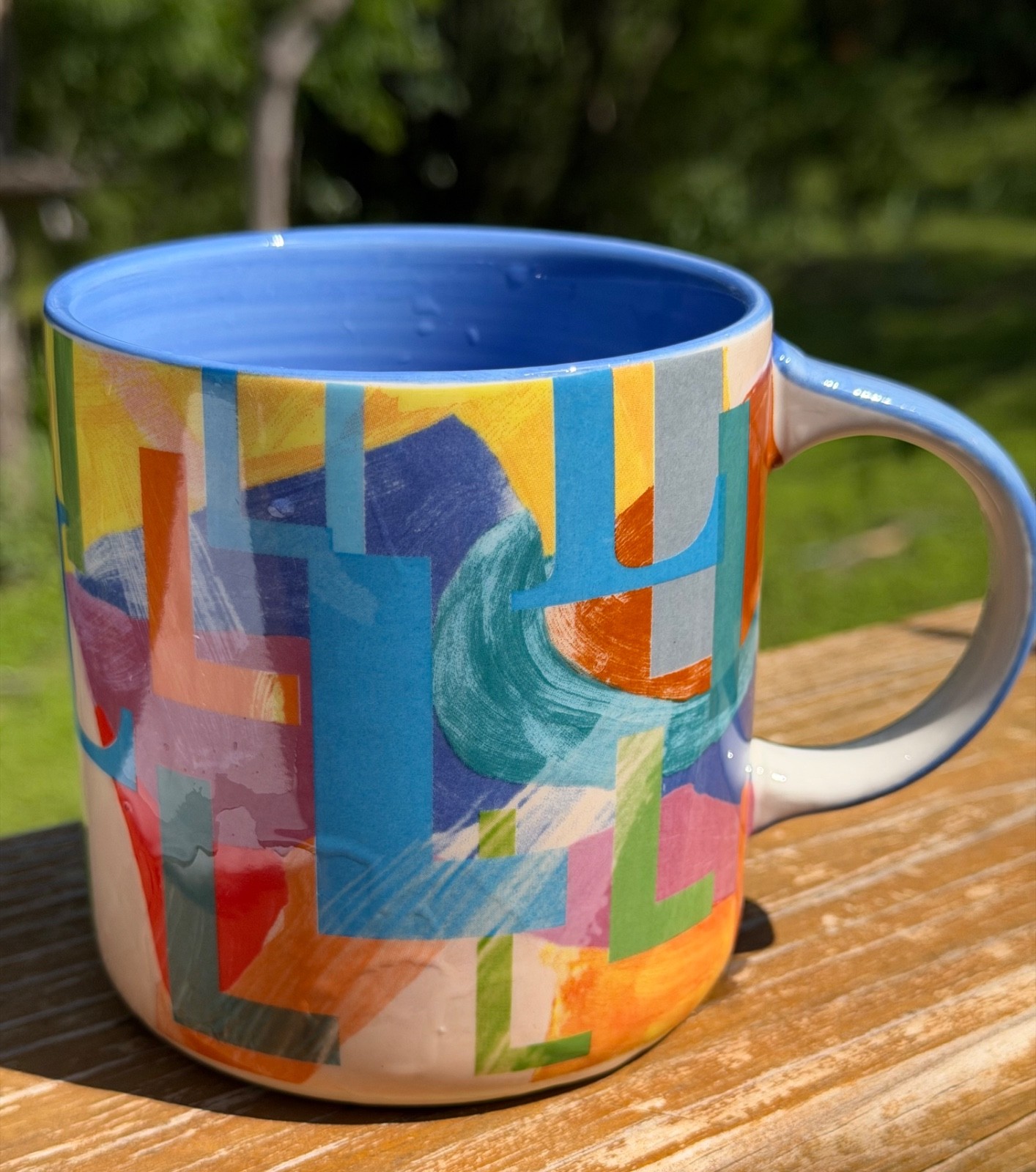 Anthropologie Colorful Lottie Monogram Initial Letter L Mug Cup Blue