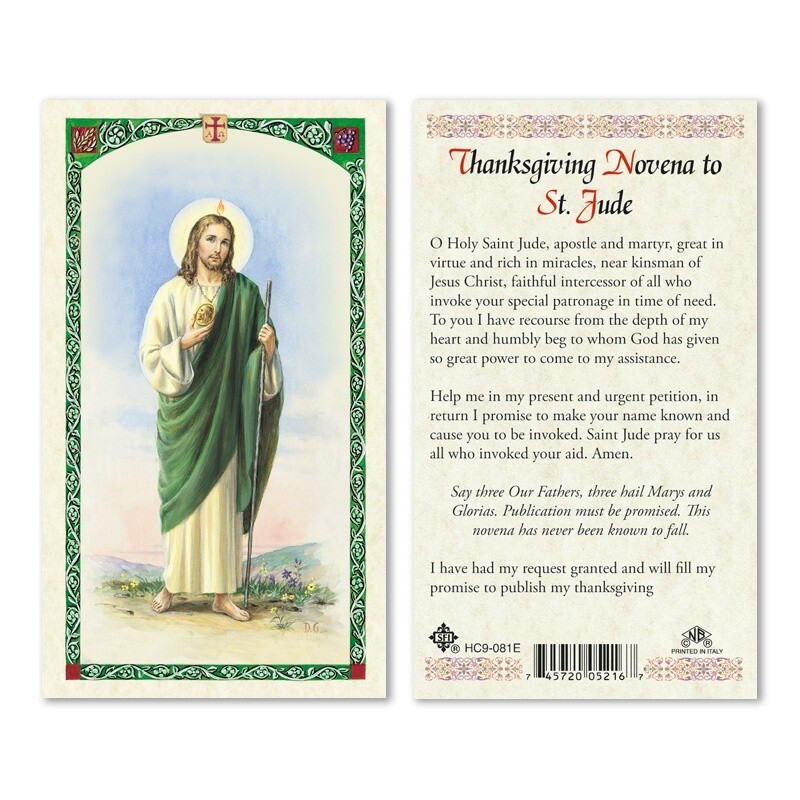 Thanksgiving Novena to Saint Jude Laminated Prayer Card