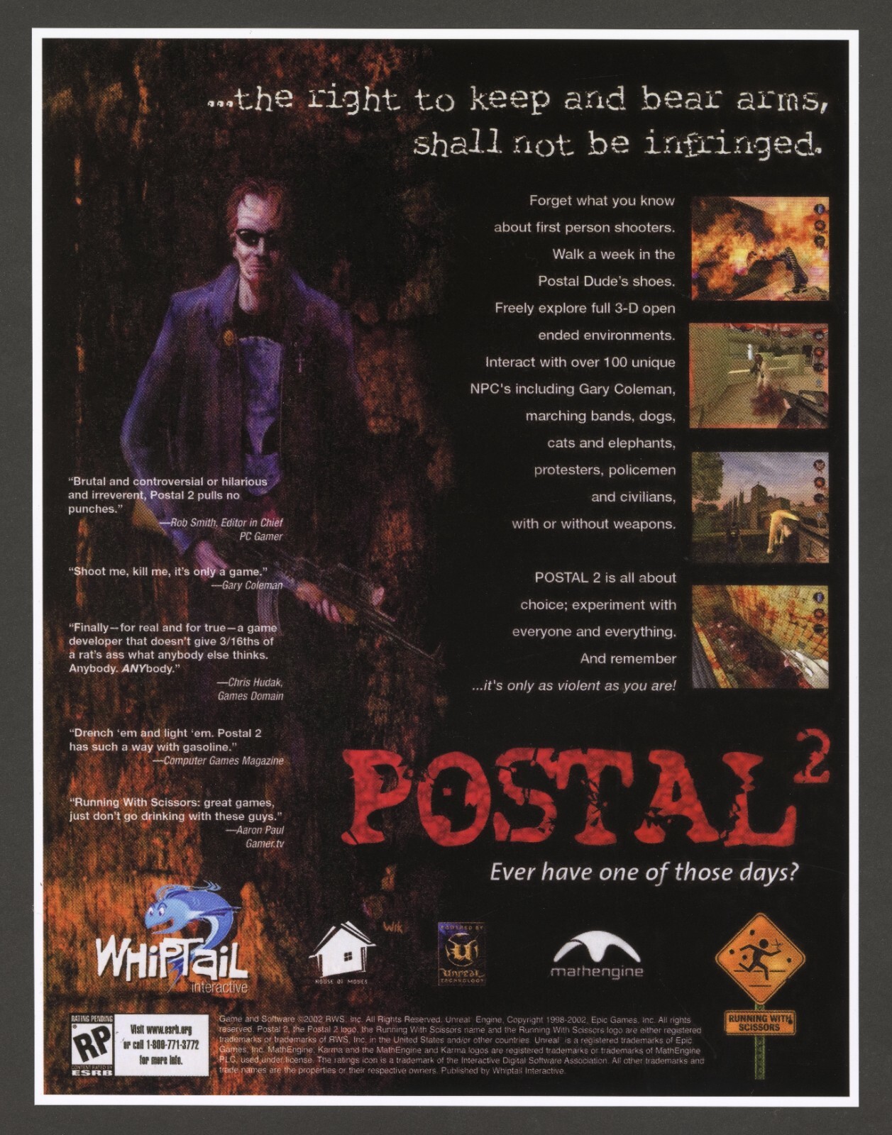Postal 2 PC Game 2003 Big Box Promotional Retro Ad Art Print Poster – Glossy