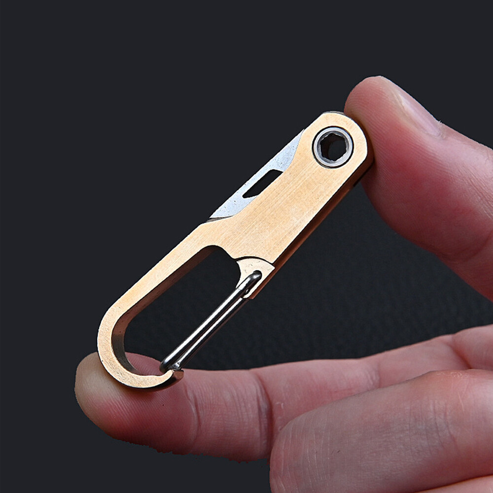 Brass Foldable Knife Mini EDC Keychain Outdoor Camping Portable Cutter Tool