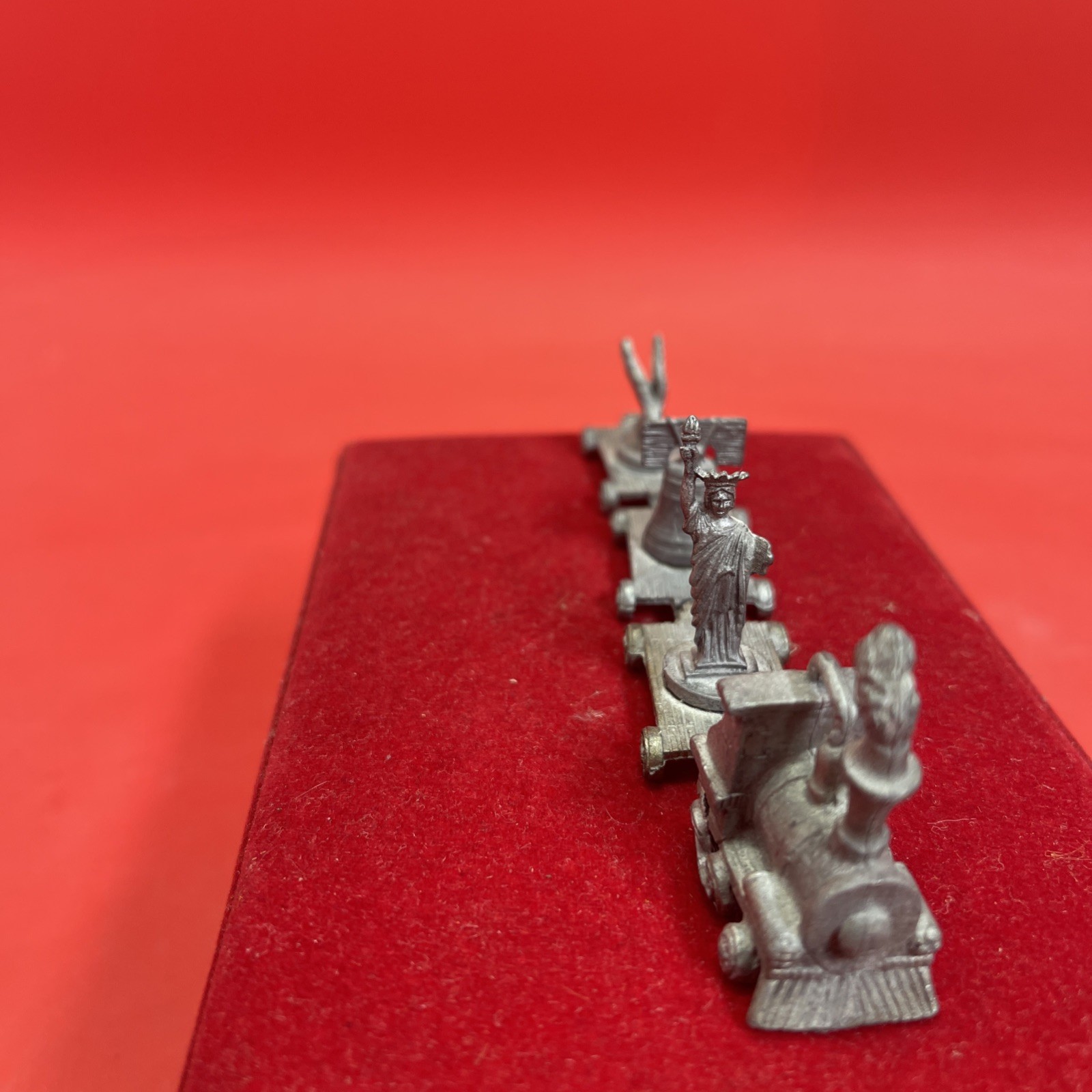 Vintage FORT Pewter Patriotic Train Set Liberty Bell, Eagle & Statue of Liberty