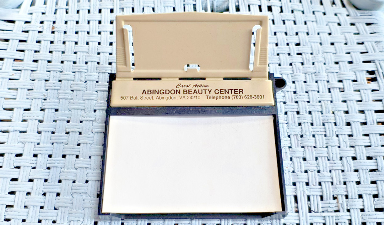 Vintage 1960s – 1970s Beauty Center Notes Notepad & Pen Holder Abingdon Virginia