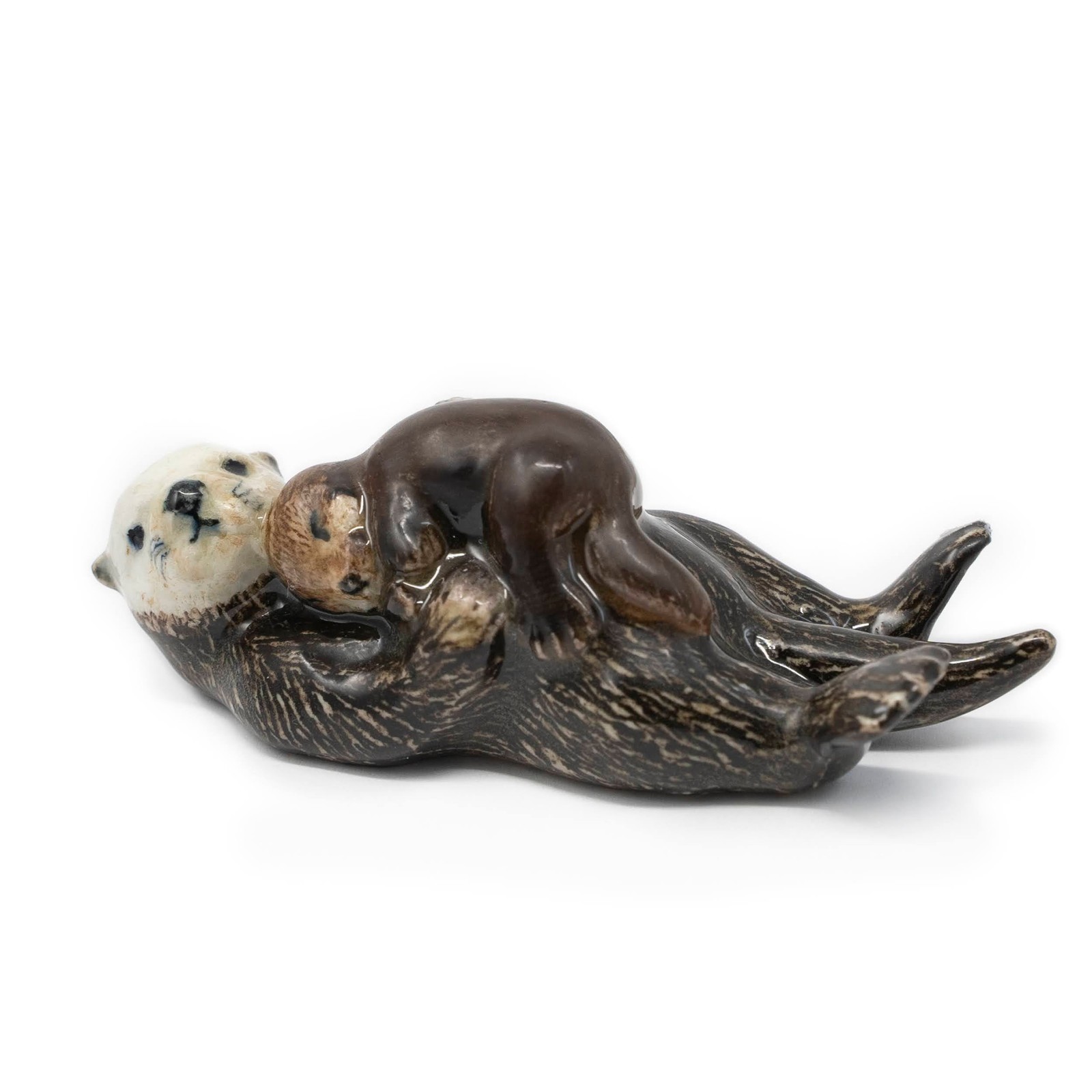 Little Critterz Sea Otter and Pup Hand-painted – Miniature Porcelain Figurine