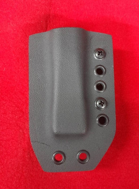 Kydex leather lined sheath for Microtech Nemesis IV black color with DCL clip