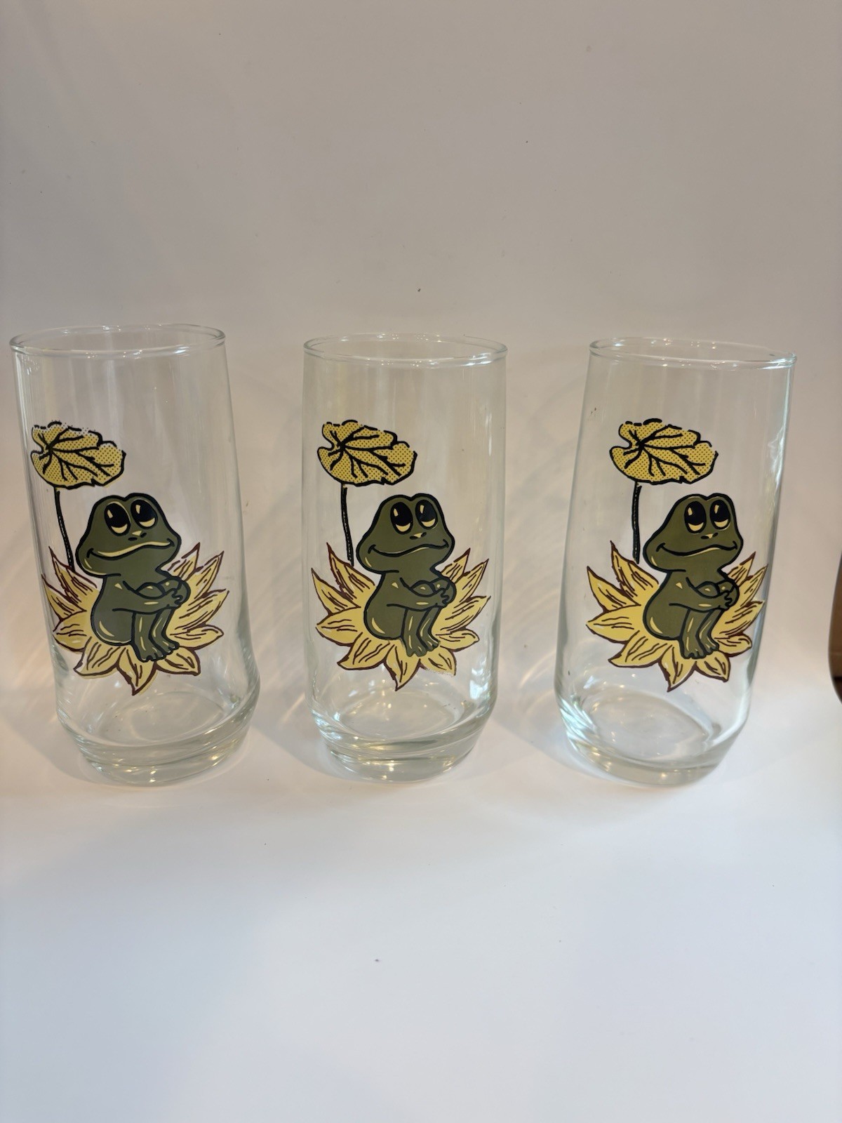 Vintage Neil the Frog Juice Glasses Set of 3 Sears 1970s Frog Lily Pad