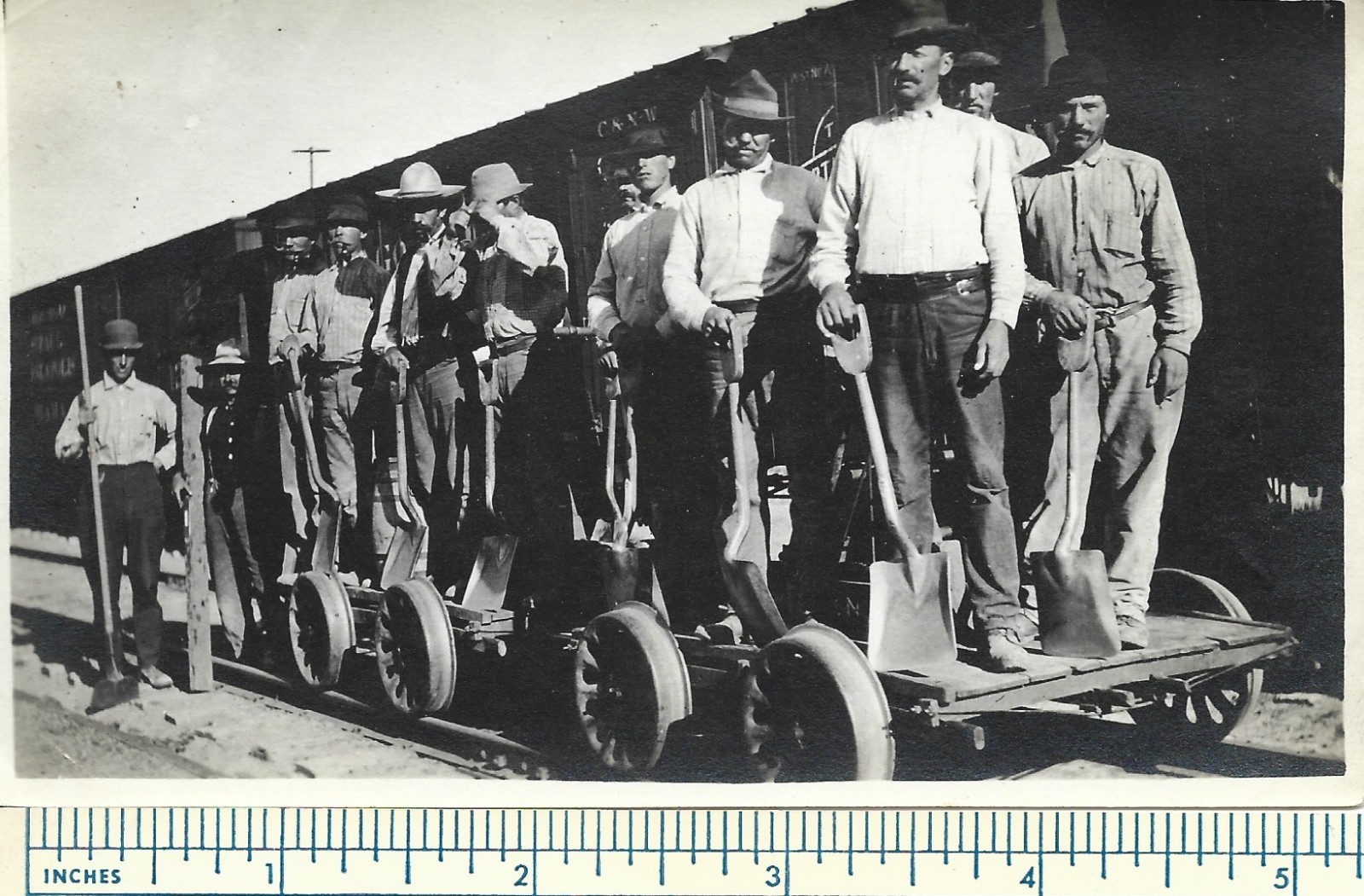 Chicago & Northwestern Railway Workers on Handcar: Antique Occupational Photo