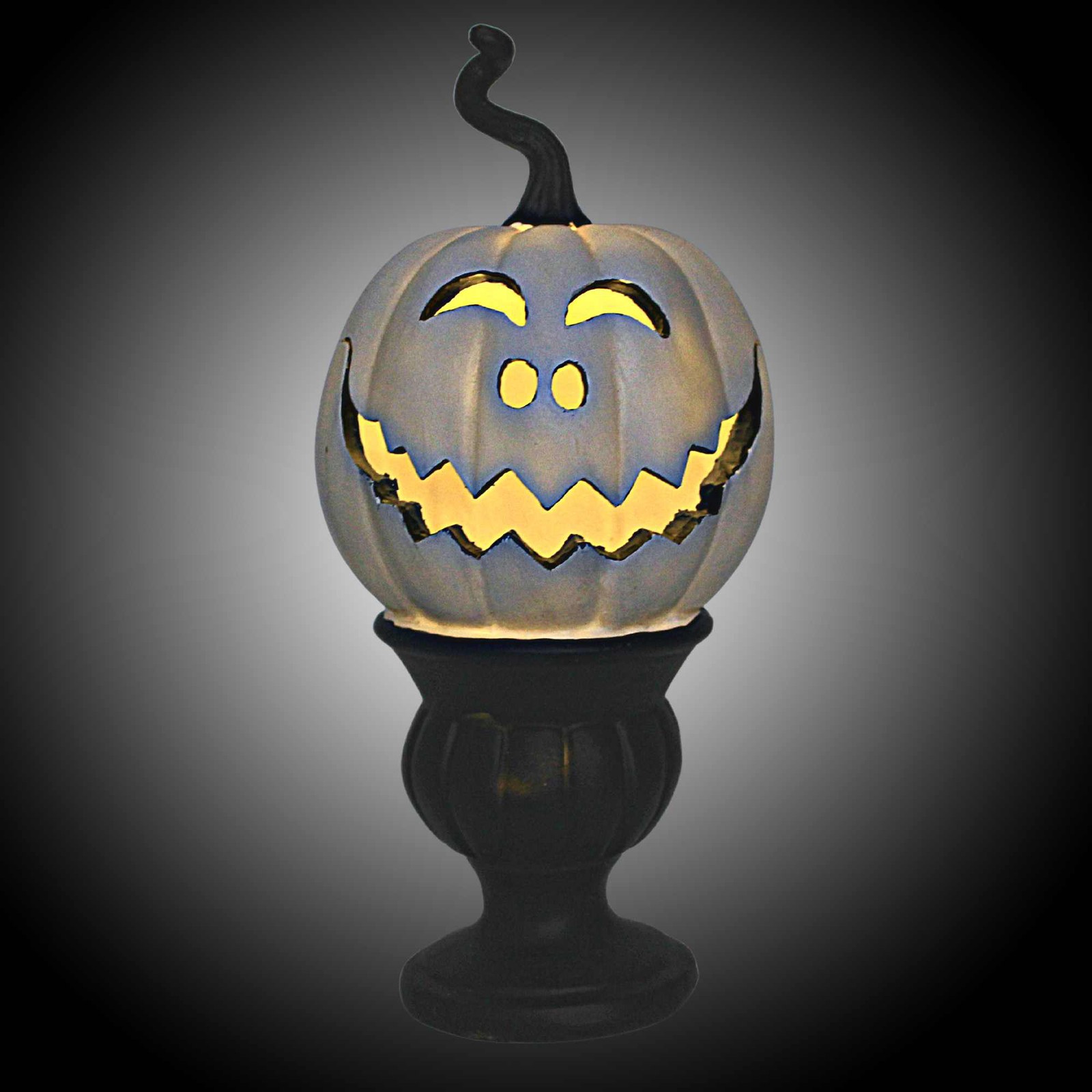Transpac 10.75In Pedestal Pumpkin, Polyresin, Th00585