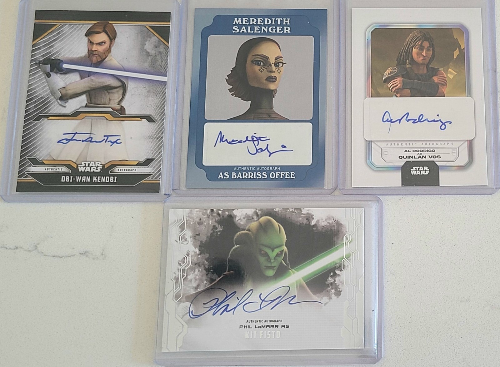 Topps Star Wars AUTO Lot of Clone Wars Jedi!! 4 Ct – Obi, Kit, Barriss, Quinlan