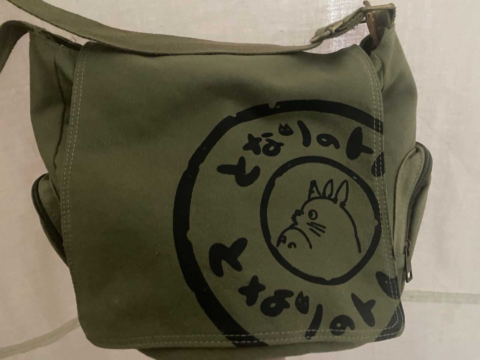 Studio Ghibli My Neighbor Totoro Army Green Crossbody Messenger Tote Bag Purse