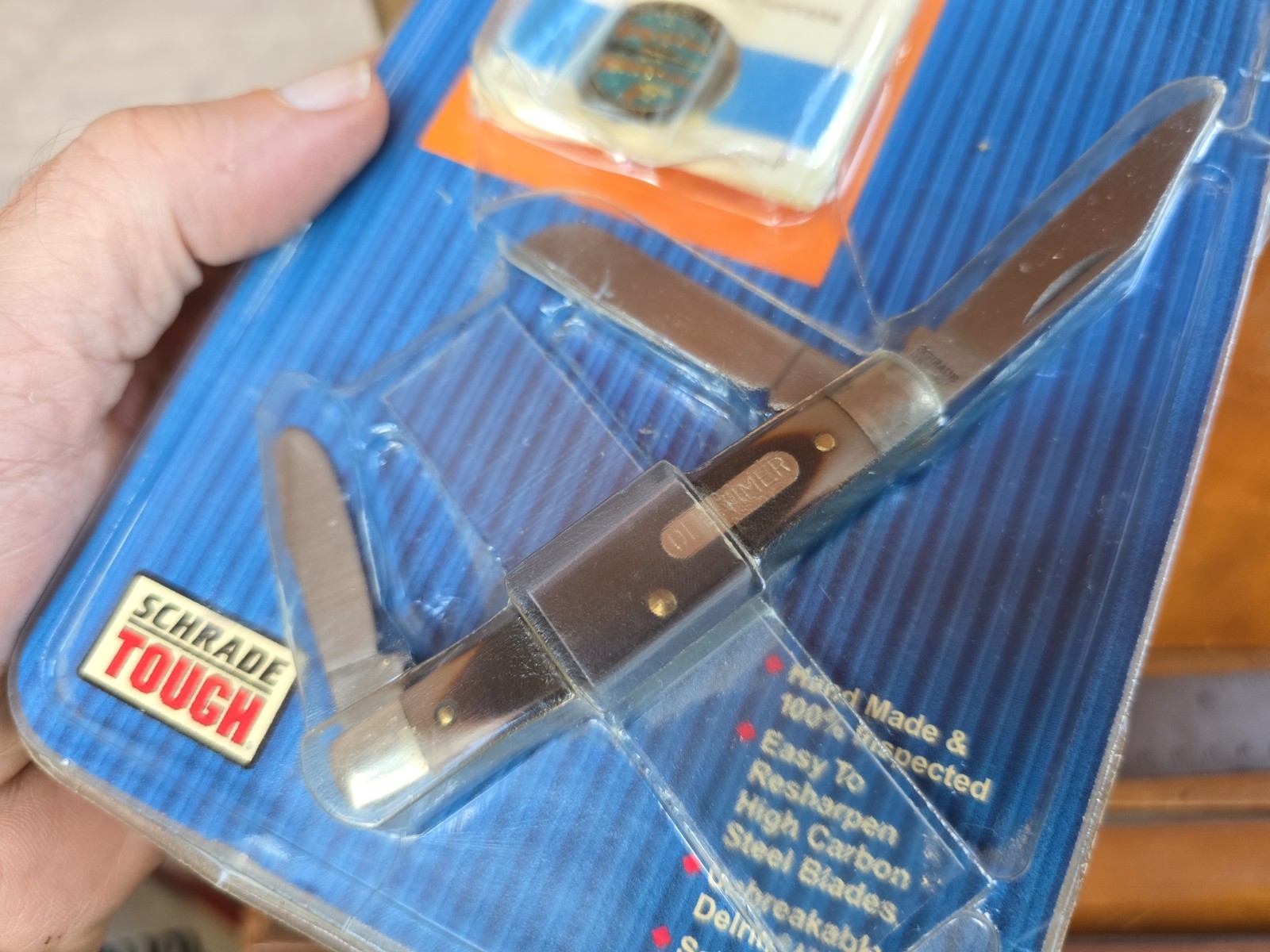 Schrade USA Old Timer 34OT knife New 1990s in Blister Pack Stockman w IHEA Pin
