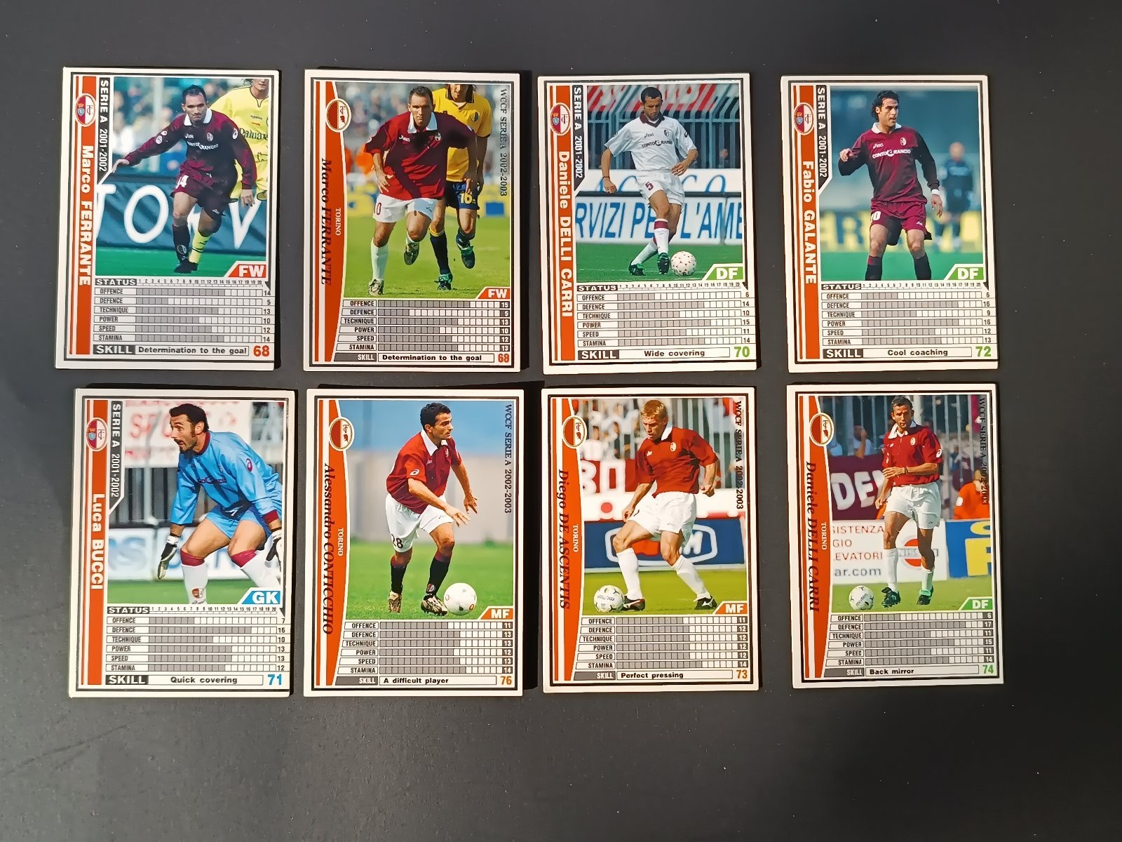 Lot 09 cards PANINI TORINO years 2001-02 (Japan), 2002-03