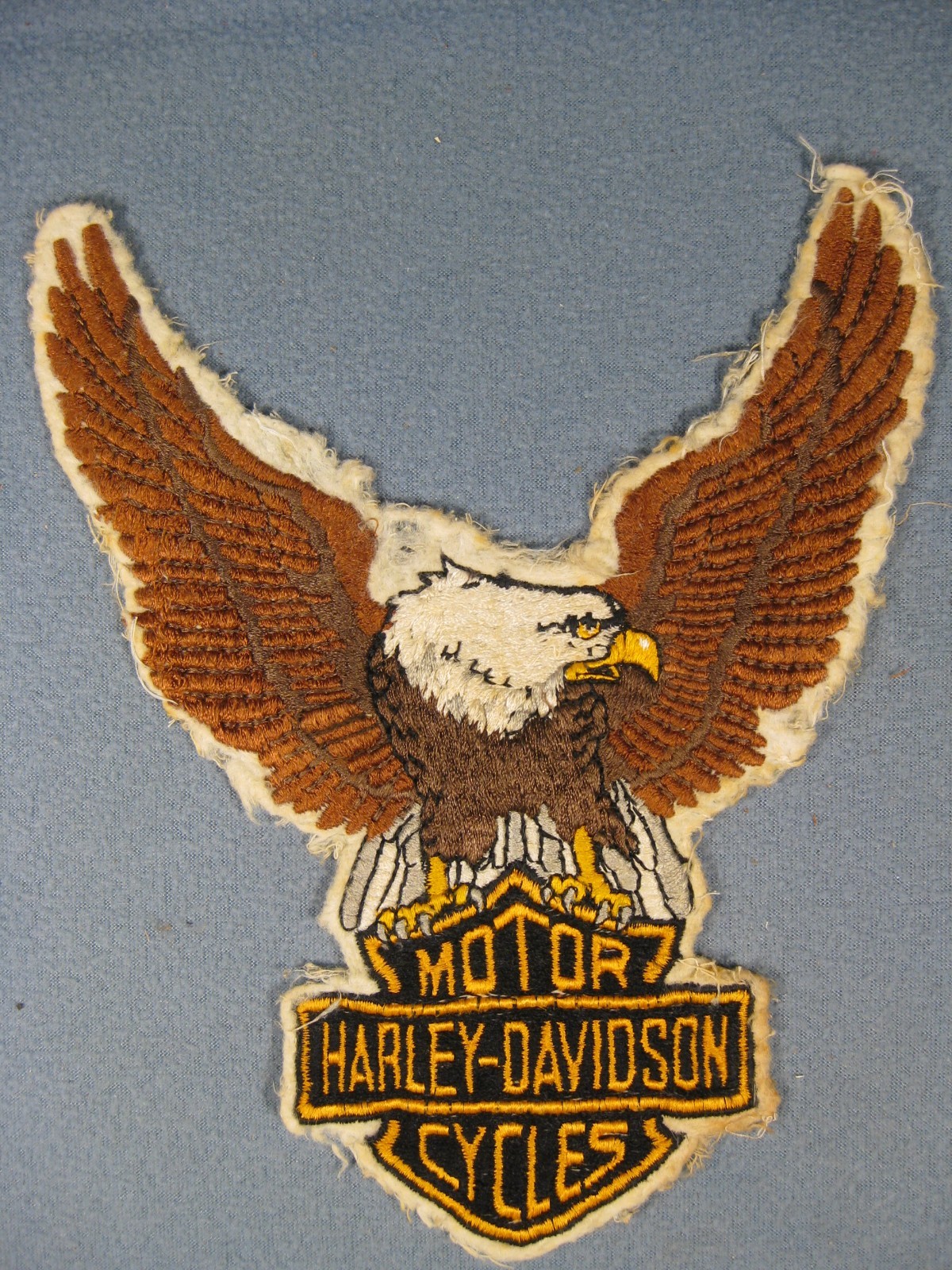 Large Vintage Harley Davidson Motorcycle Patch 10″ Tall X 7 1/2″ Wide