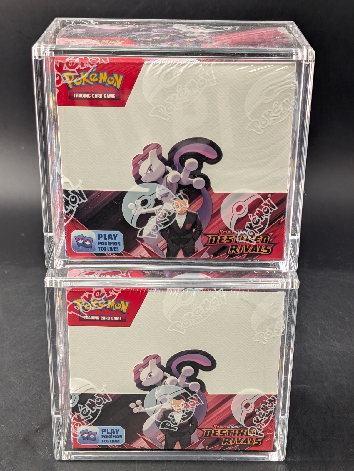 Lot (2) Pokemon SV10 Destined Rivals English Booster Boxes Sealed w/ Acrylic