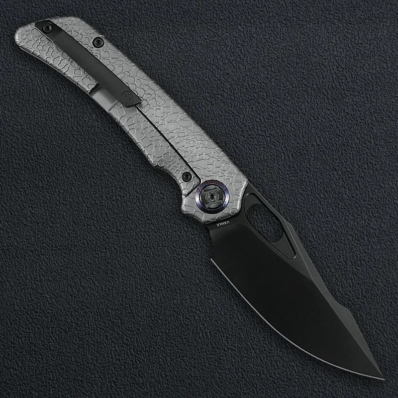 Kunwu Knives Jericho Folding Knife 3½ Vanax Steel Blade Titanium/Timascus Handle