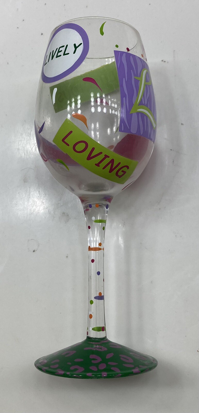 Lolita Hand painted 16 oz Wine Glass Glass Love My Letter L Recipe On Bottom New