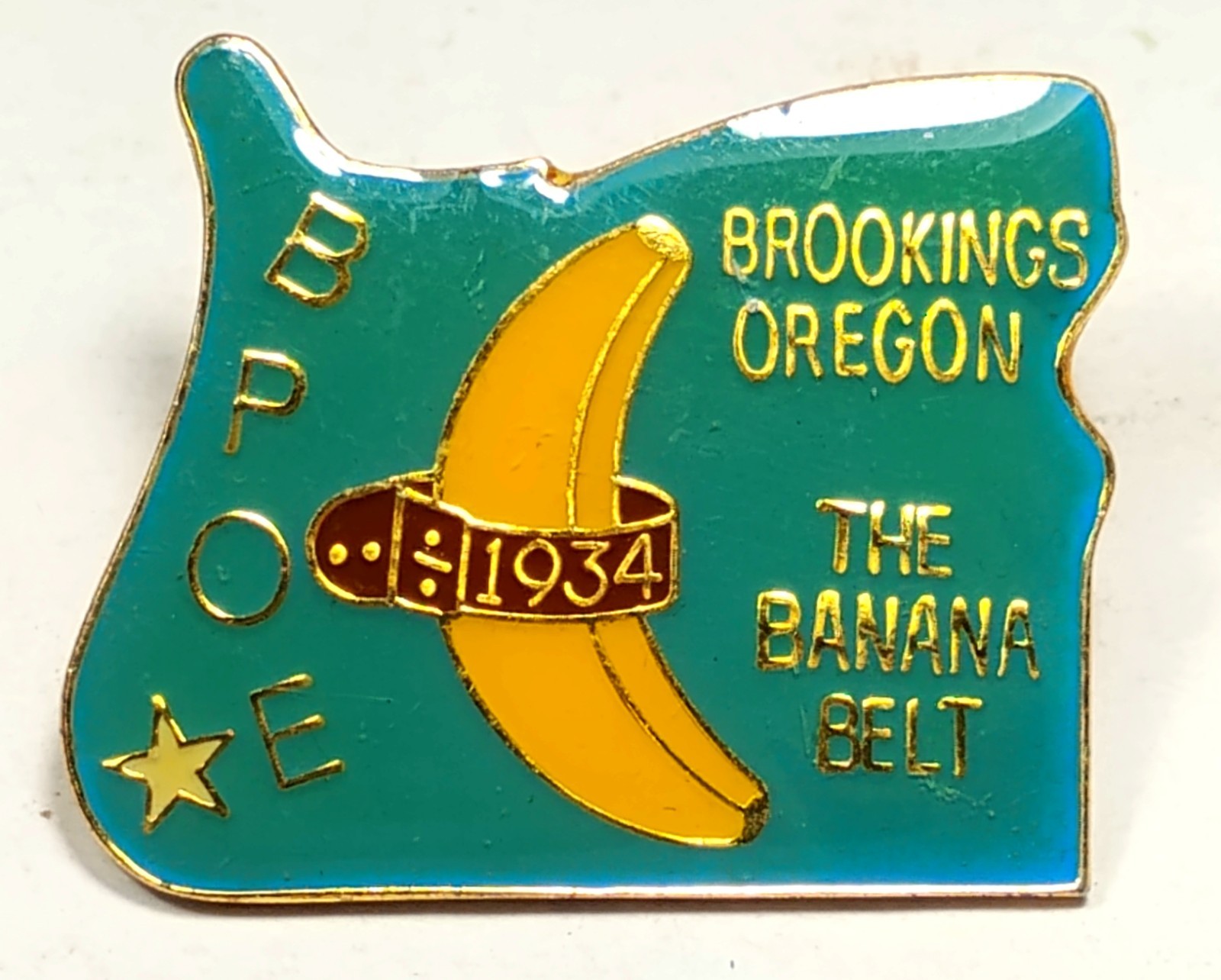 BPOE Lodge lapel pin Brookings Oregon 1934 The Banana Belt