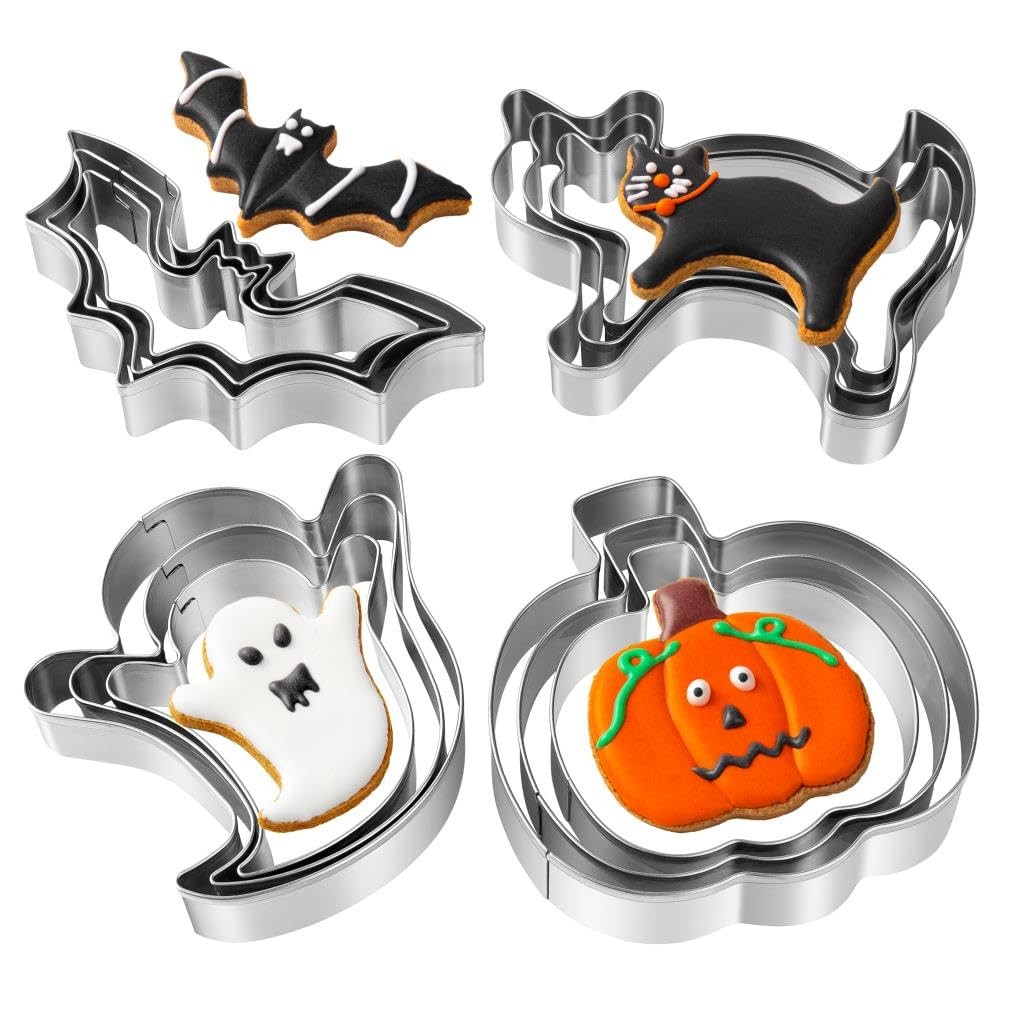 Halloween Cookie Cutters Set – 12 Pieces Stainless Steel 1, Silver