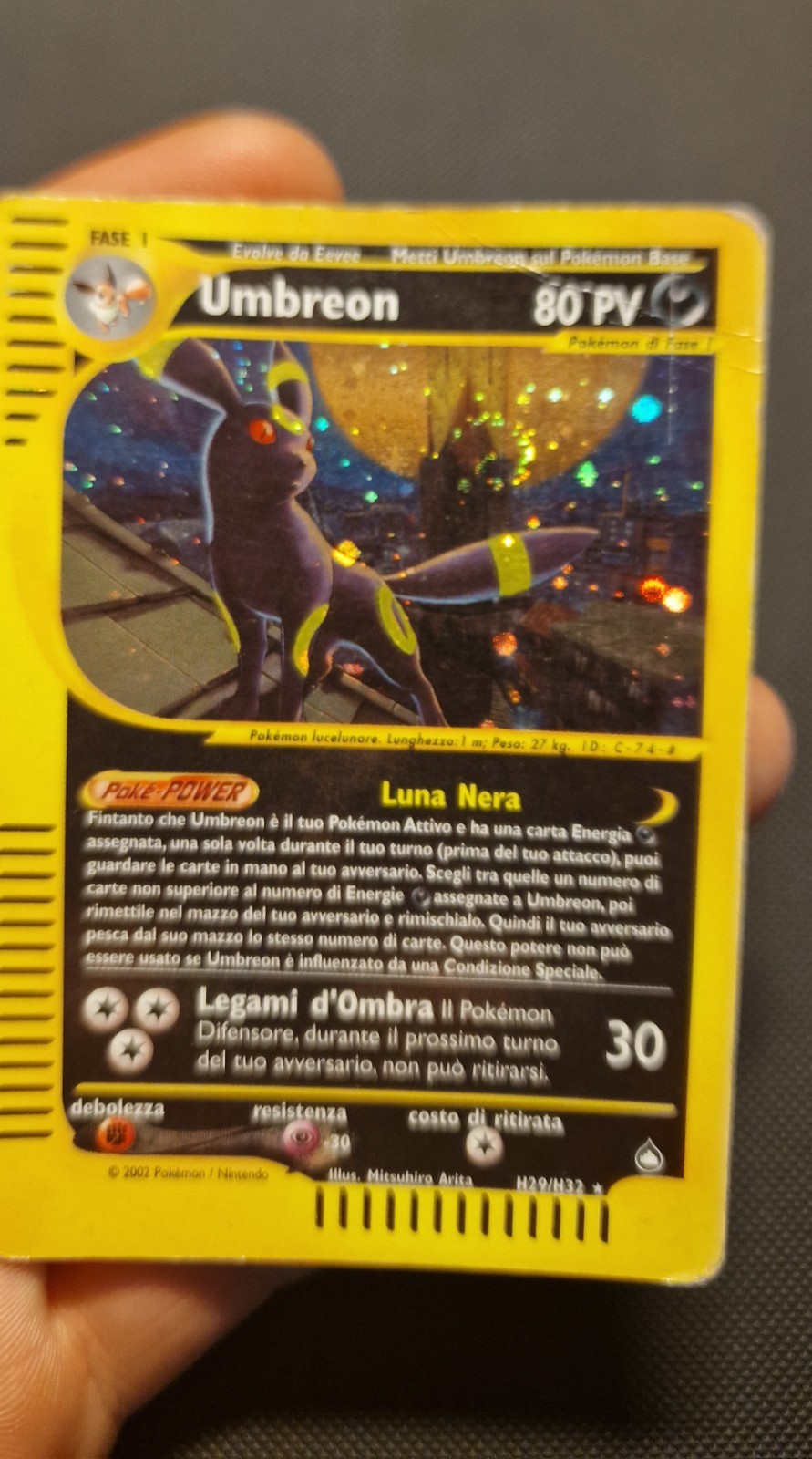 Pokemon Umbreon Acquapolis H29/H32 – Holo – Italian – Poor Con Swirl