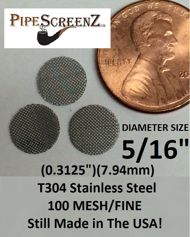 100+ Count of 5/16″ (0.3125″)(7.94mm) 100 MESH/Fine Stainless Steel Pipe Screens