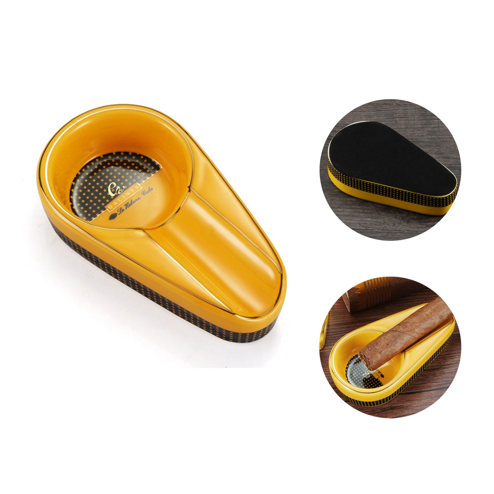 Galiner Travel Ceramic Cigar Ashtray W/ 1 Slot Holder Mini Pocket Portable Gift