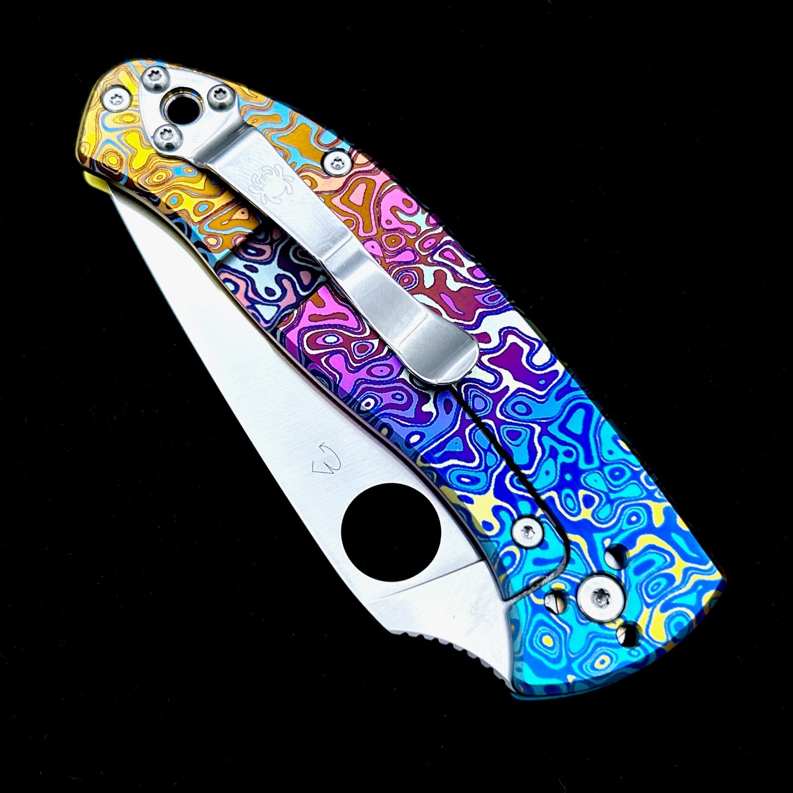 Spyderco Tenacious Knife C122TIBLP Satin Plain Edge Blade Flomascus Ano Titanium