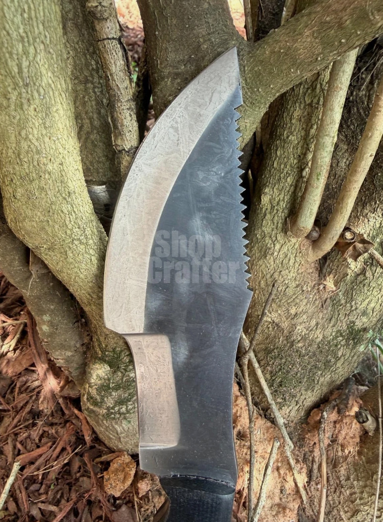 Forest Tracker Knife Black Linen Micarta Handle Sheath 62 HRC D2 Tool Steel