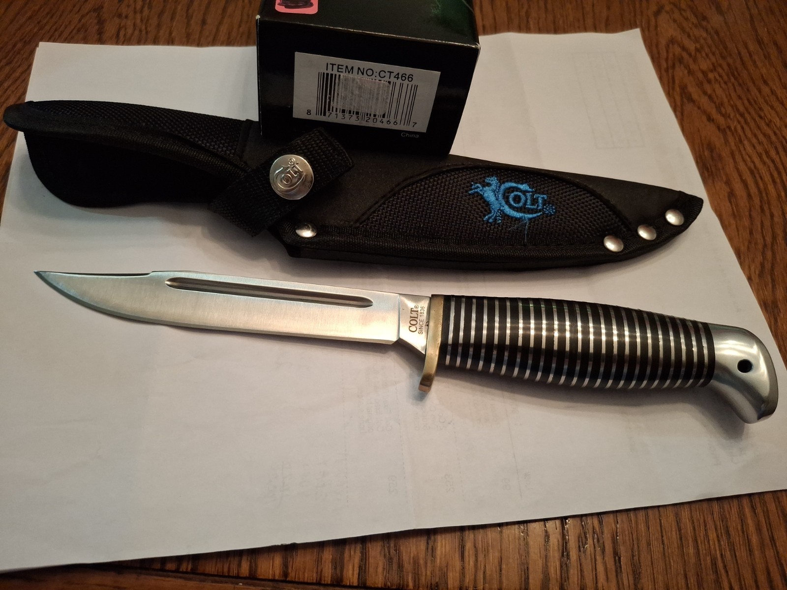 COLT CT 466 Black Beauty – Fixed Blade Knife W/Sheath New In Box