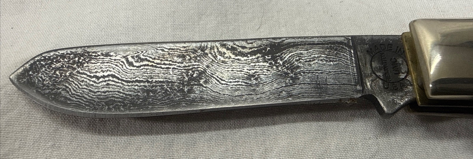 Remington Damascus Sterling Baby Bullet R1173D Damascus bone stag mint USA knife