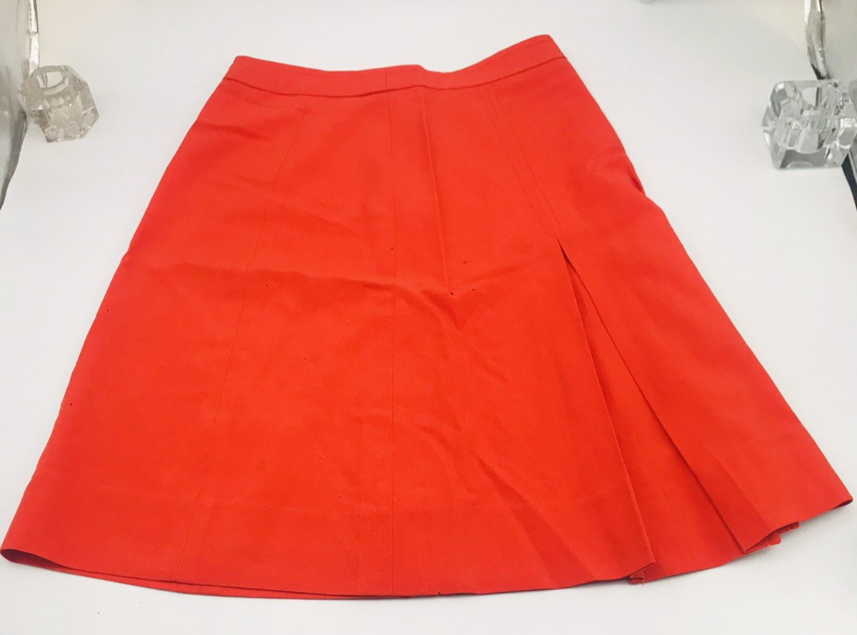1970s TWA Airlines Fashionaire Stan Herman Orange Pleated Skirt Sz 10 Tall
