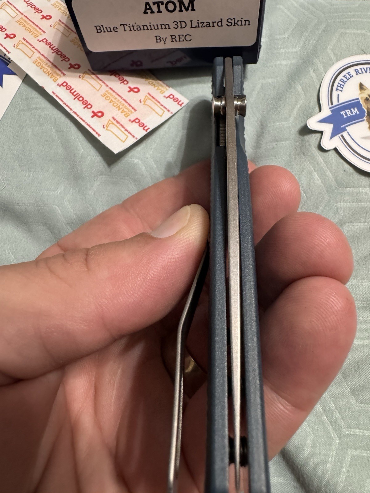 Three Rivers Manufacturing TRM Atom 20CV Full Blue Titanium Lizard Scale