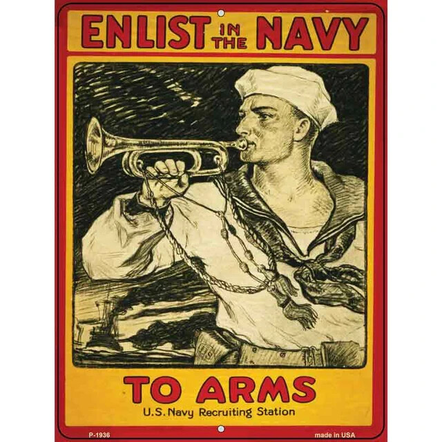 Enlist in the Navy Vintage Metal Parking Sign 4.5″x 6″ Home Wall Door Garage