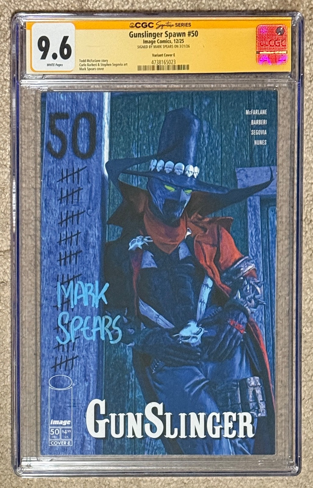 Gunslinger Spawn 50 CGC SS 9.6 1:50 Cover E Signed Mark Spears Signature Series