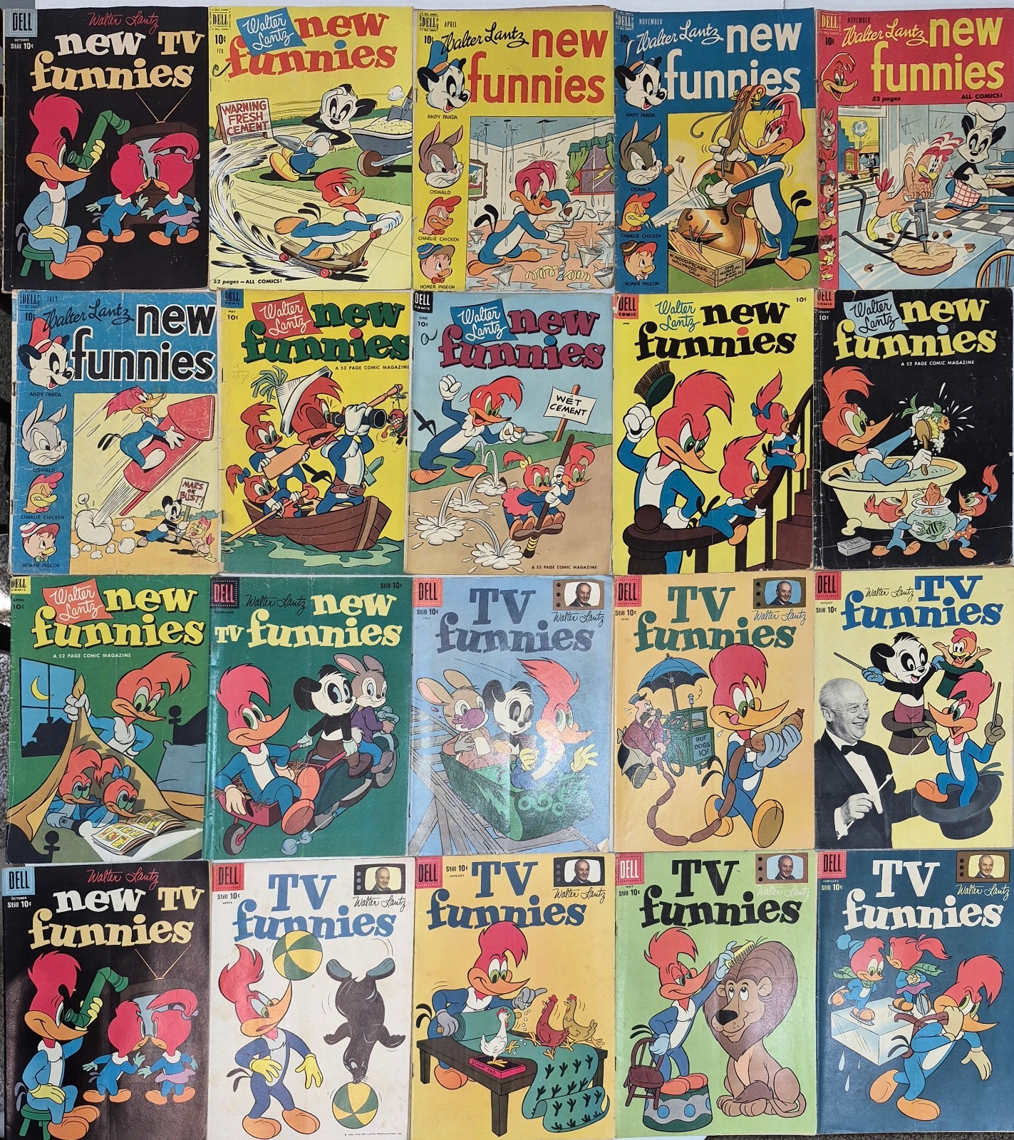 NEW TV FUNNIES Lot (20) #134-273* FN- VG-Woody Woodpecker 1948 Golden Silver Age