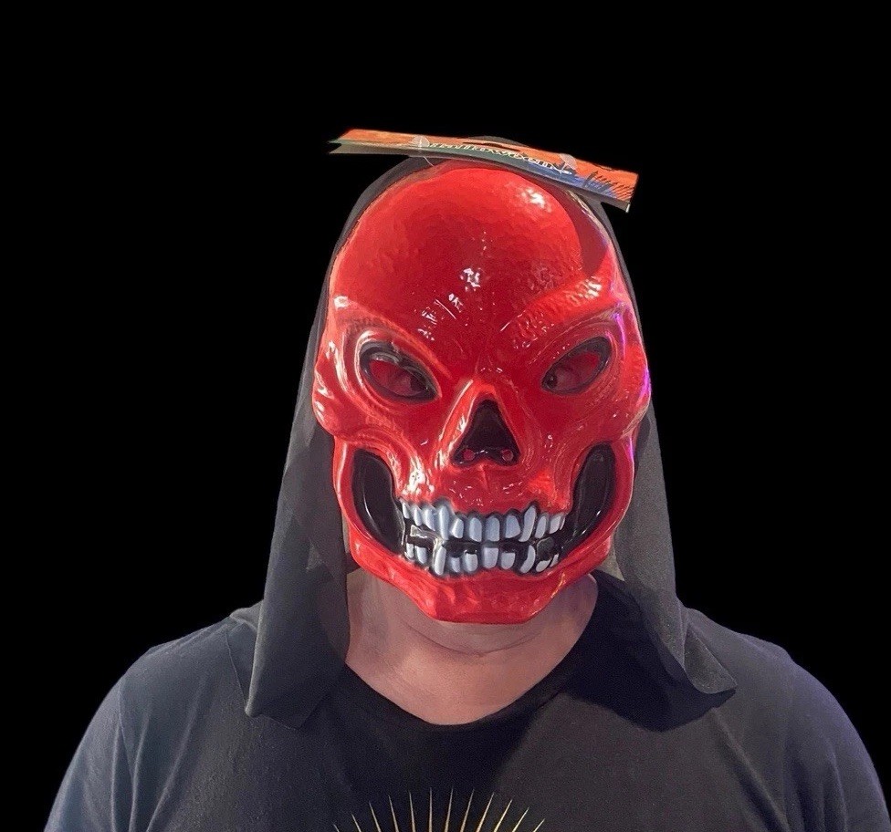 Mask Red Death Skull NEW Breathable Plastic Halloween With Hood Costume Skeleton