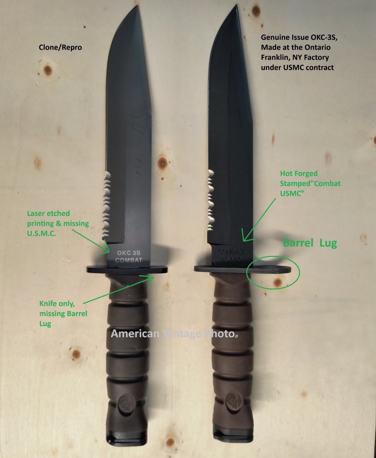 Vintage OKC-3S Combat Knife Bayont Genuine USMC + Scabbard Ontario Knife Co USA