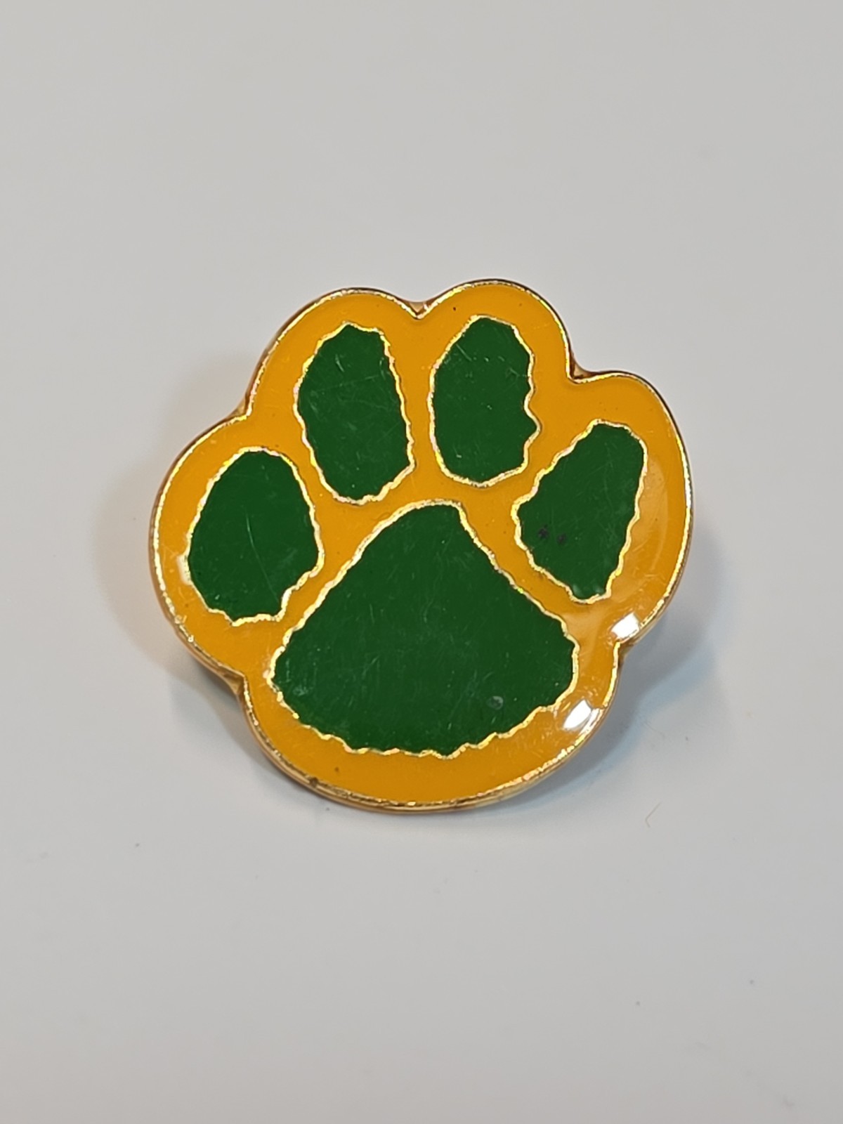 Animal Paw Print Lapel Pin Green & Yellow Colors