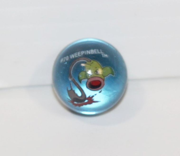 Vintage 2000 Toy Biz Collectible Pokemon Marble Clear Light Blue #70 Weepinbell