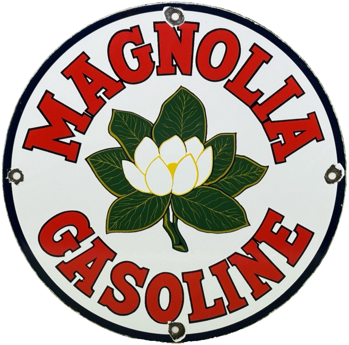 VINTAGE MAGNOLIA GASOLINE PORCELAIN SIGN GAS STATION PUMP MOTOR OIL FLOWER