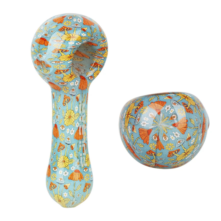 NEW! Pulsar Inside Print Glass Spoon Pipe | Flowers Vision | 5″