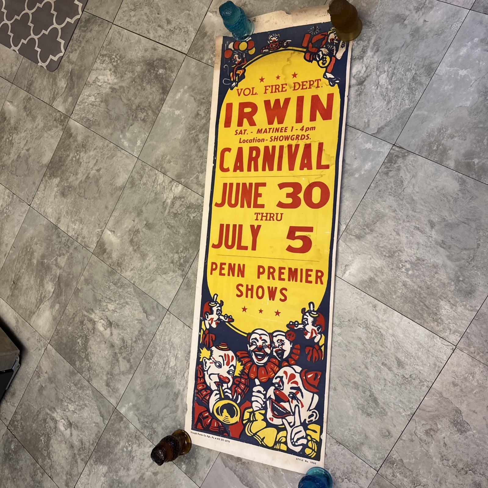Irwin Carnival – Triangle Poster Co. Pittsburgh PA – Clown Circus Fire Dept
