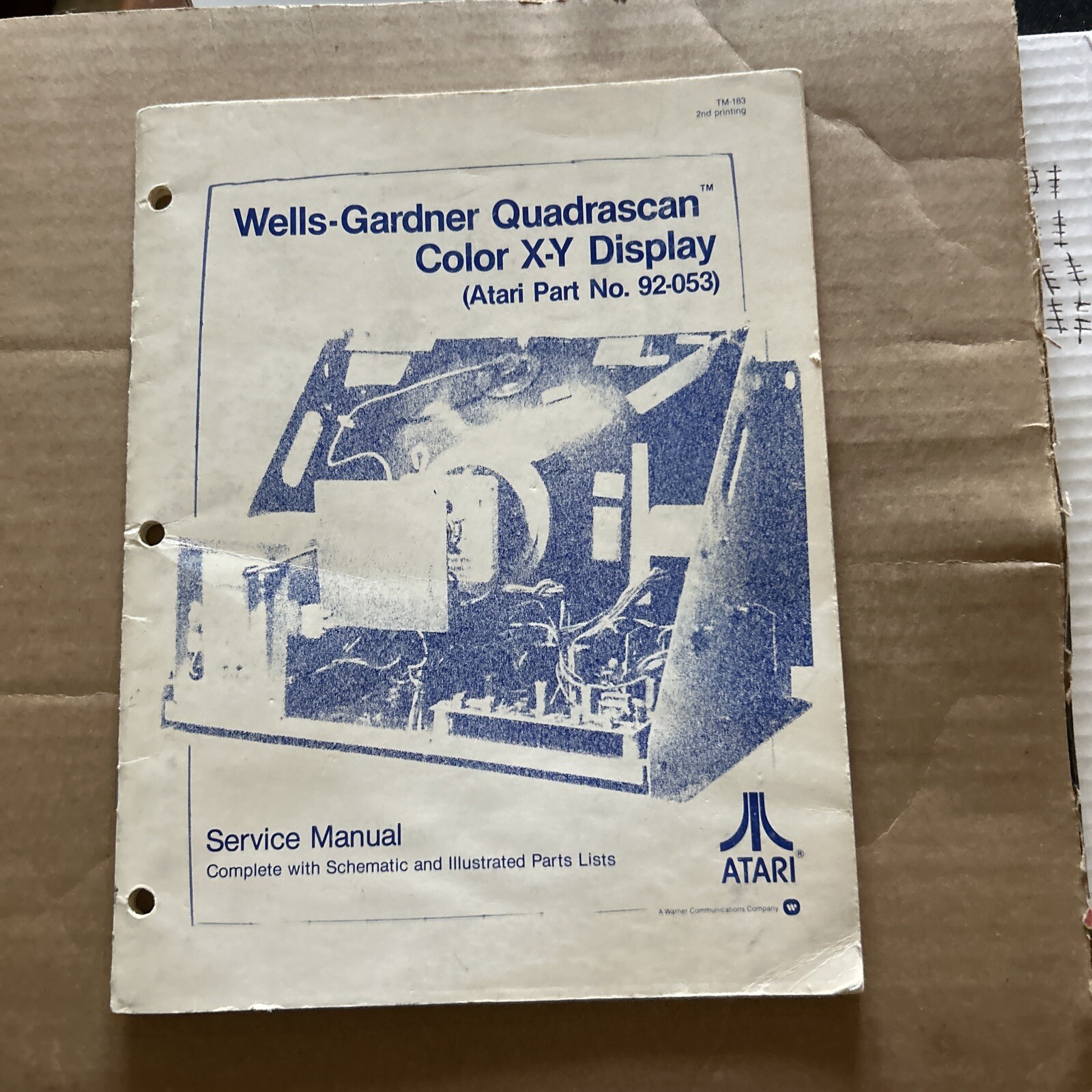 Tempest WELLS GARDNER QUADRASCAN Atari Tm-183 Monitor X/y manual Arcade Game