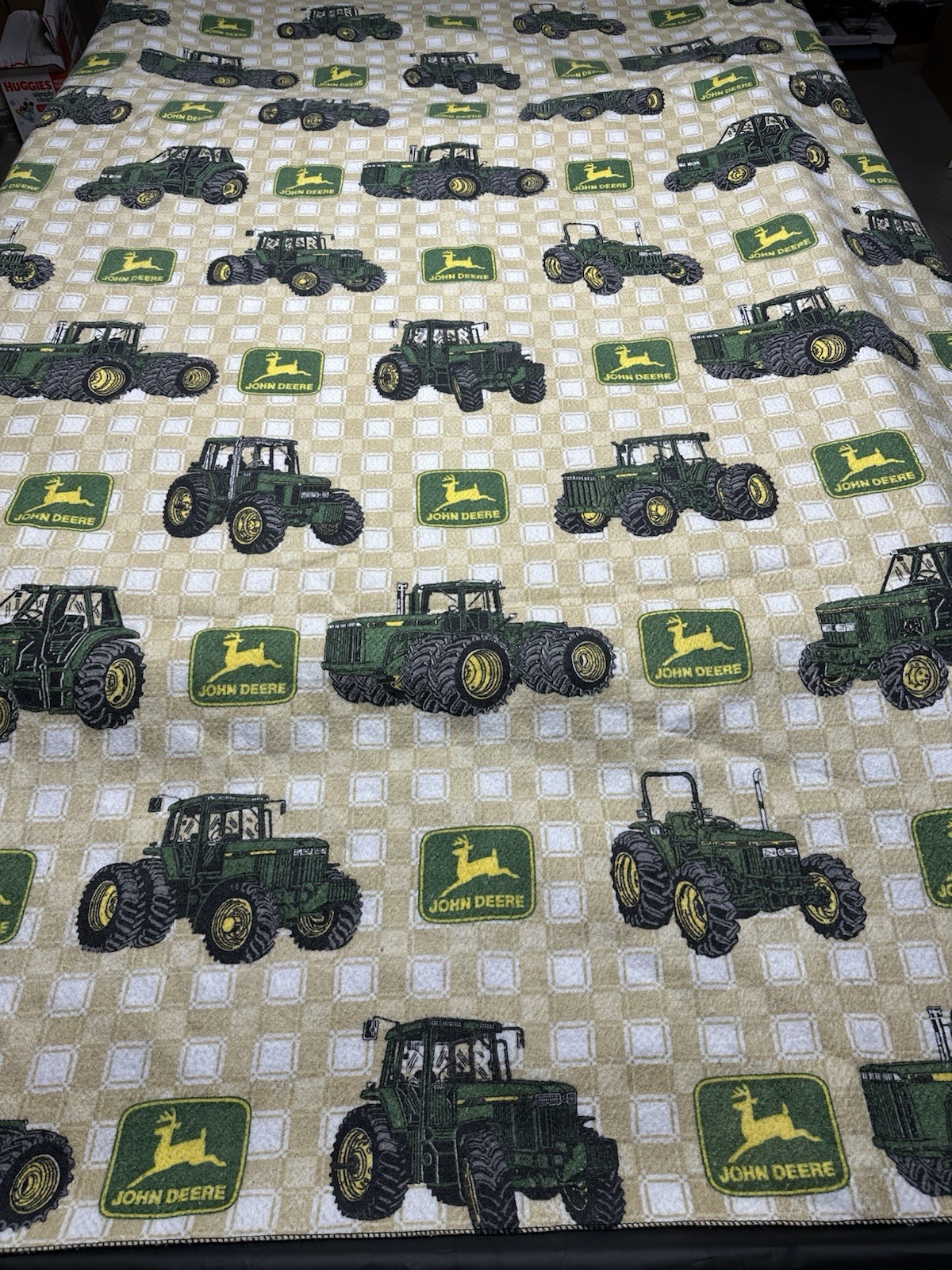 VTG John Deere full size 100% polyester bedspread w/ Matching pillow case & Bear