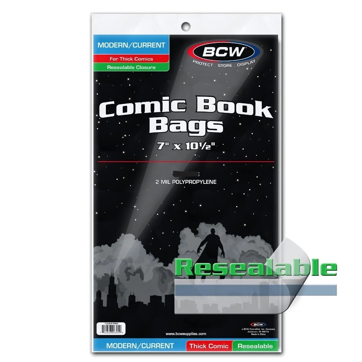 NEW (50 CT) BCW Current / Modern Comic Bag- Resealable Thick